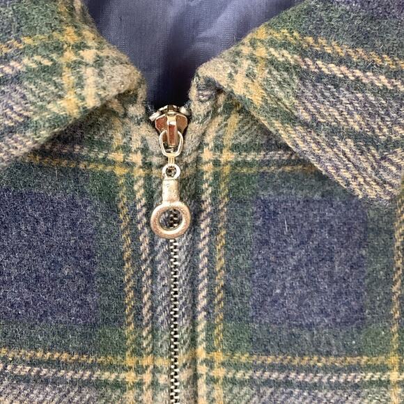 Coldwater Creek  mens XL plaid wool blue shacket zip up jacket lined gorp - Picture 5 of 9